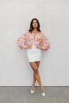 Chicago Billowed Shirt - Tan Floral Print