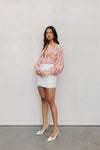 Chicago Billowed Shirt - Tan Floral Print
