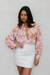 Chicago Billowed Shirt - Tan Floral Print
