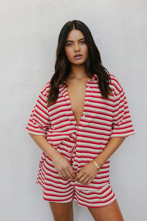 Madeline Set - Beige/Red Stripe