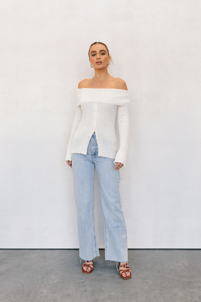 Manolo Off-the-shoulder Top Cream