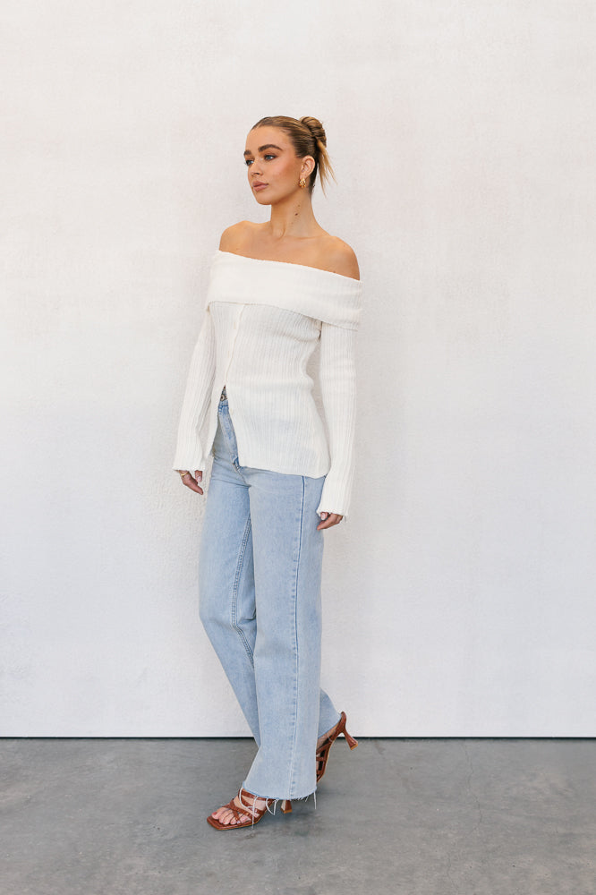Manolo Off-the-shoulder Top Cream