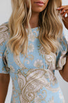 Olbia Dress - Sky/Tan Paisley