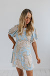 Olbia Dress - Sky/Tan Paisley