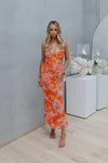 Cara Dress - Orange Floral