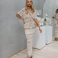 Raine Skirt - Beige/White Stripe Crochet