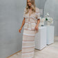 Raine Skirt - Beige/White Stripe Crochet