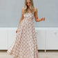 Elche Dress - Tan/Peach Tile Print