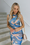 Hendrix Dress - Blue/Peach Haze