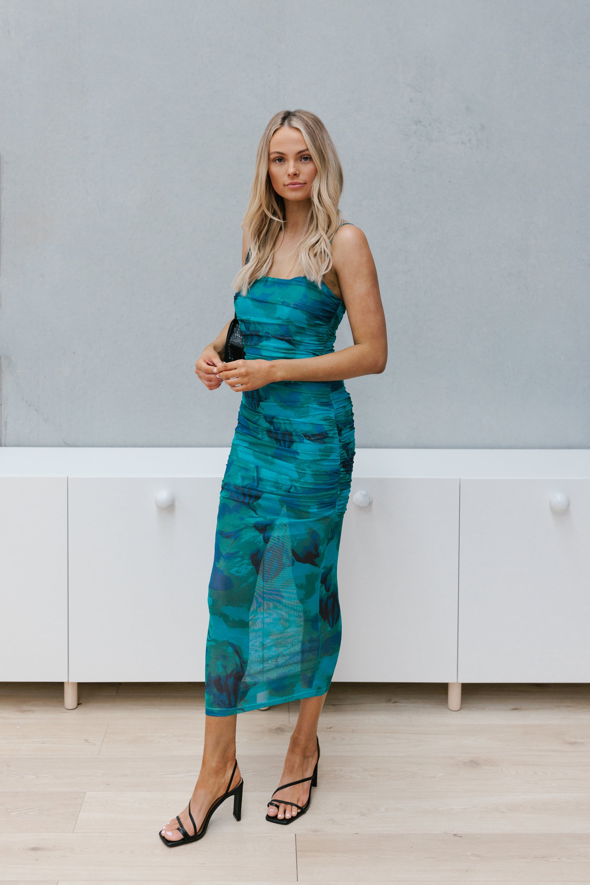 Ivannah Dress Emerald Navy Abstract Mirror Mirror Boutique