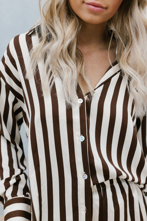 Jaye Set - Cream/Chocolate Stripe