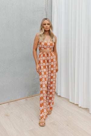 Bronte Bralette - Rust/Cream Print