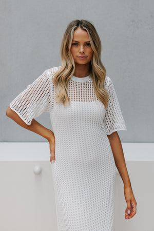 Palina Dress - White Crochet