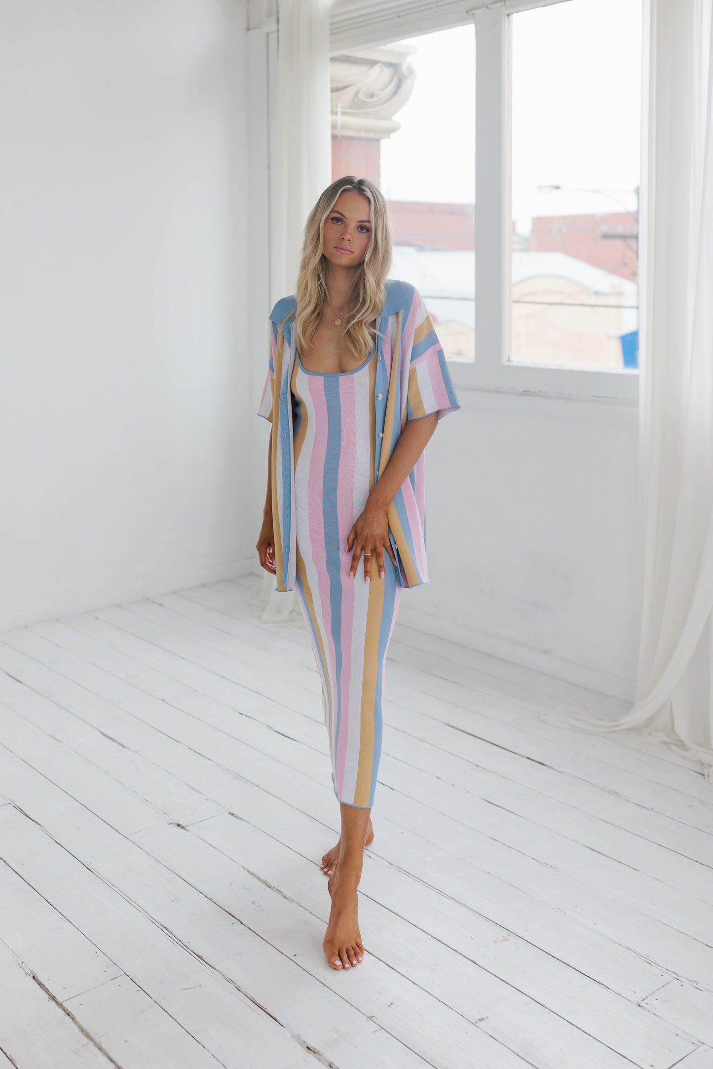 Saskia Dress  - Pastel Stripe