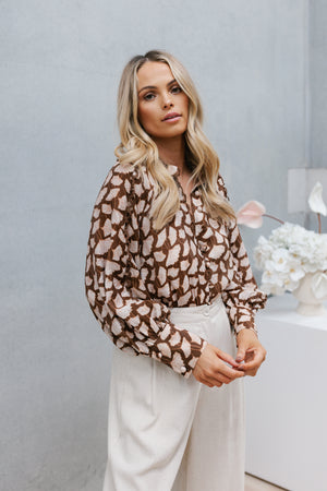 Ulla Top - Brown Floral