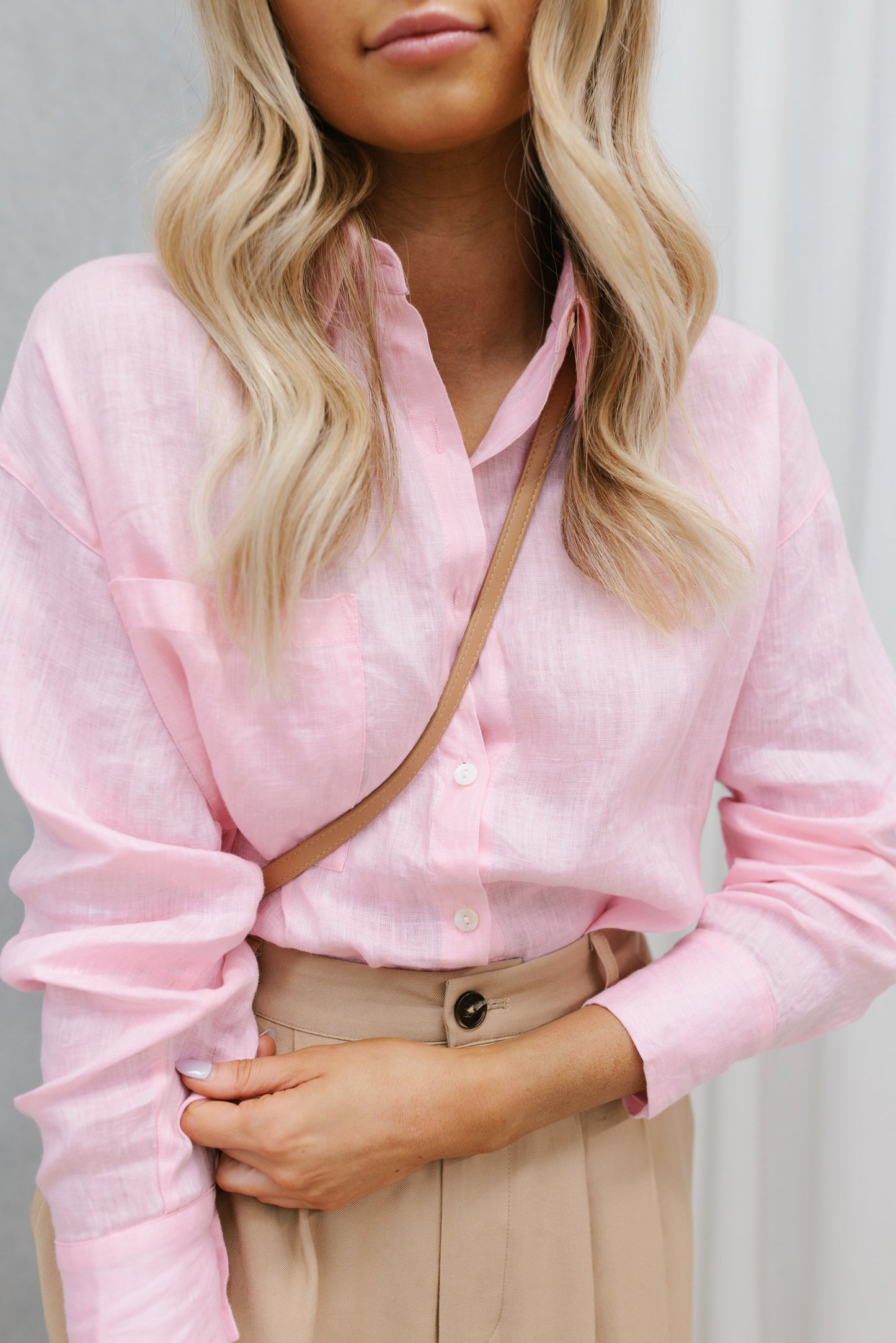 Valentine Shirt - Baby Pink Linen