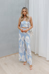 Walha Set - Ivory/Blue Fan Print