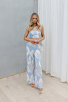 Walha Set - Ivory/Blue Fan Print