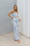 Walha Set - Ivory/Blue Fan Print