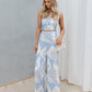 Walha Set - Ivory/Blue Fan Print