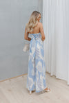 Walha Set - Ivory/Blue Fan Print