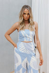 Walha Set - Ivory/Blue Fan Print