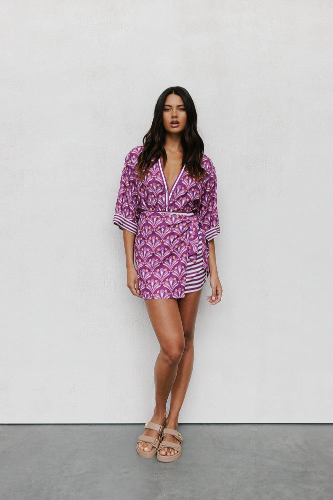 Monet Skirt Bloom Plum Print