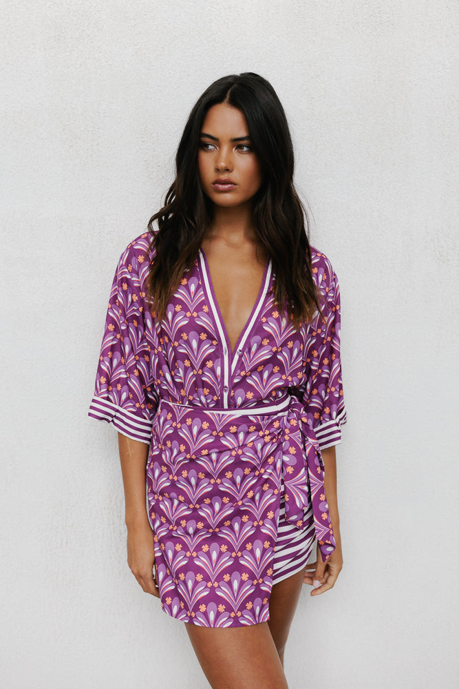 Monet Skirt Bloom Plum Print