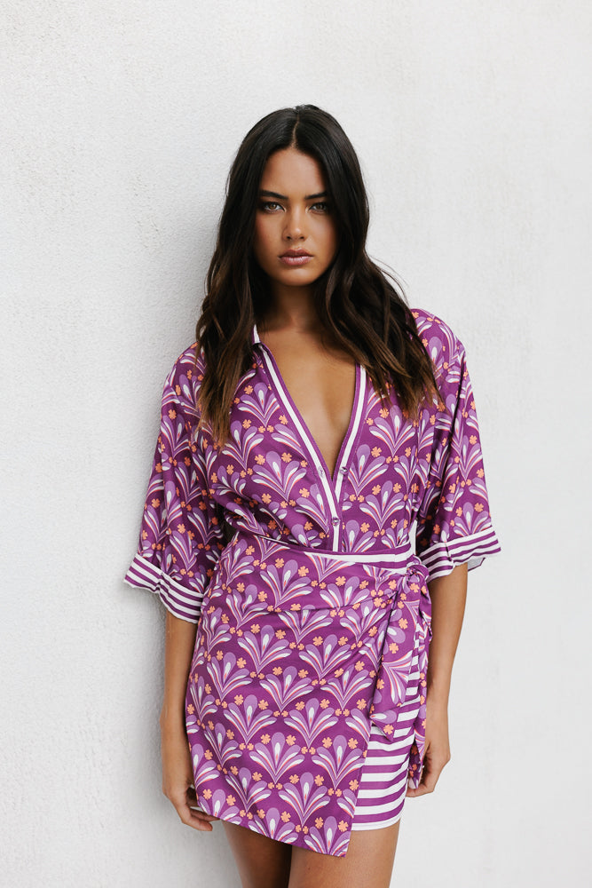 Monet Skirt Bloom Plum Print