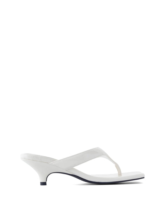 North Thong Heel - Off White Crinkled Patent
