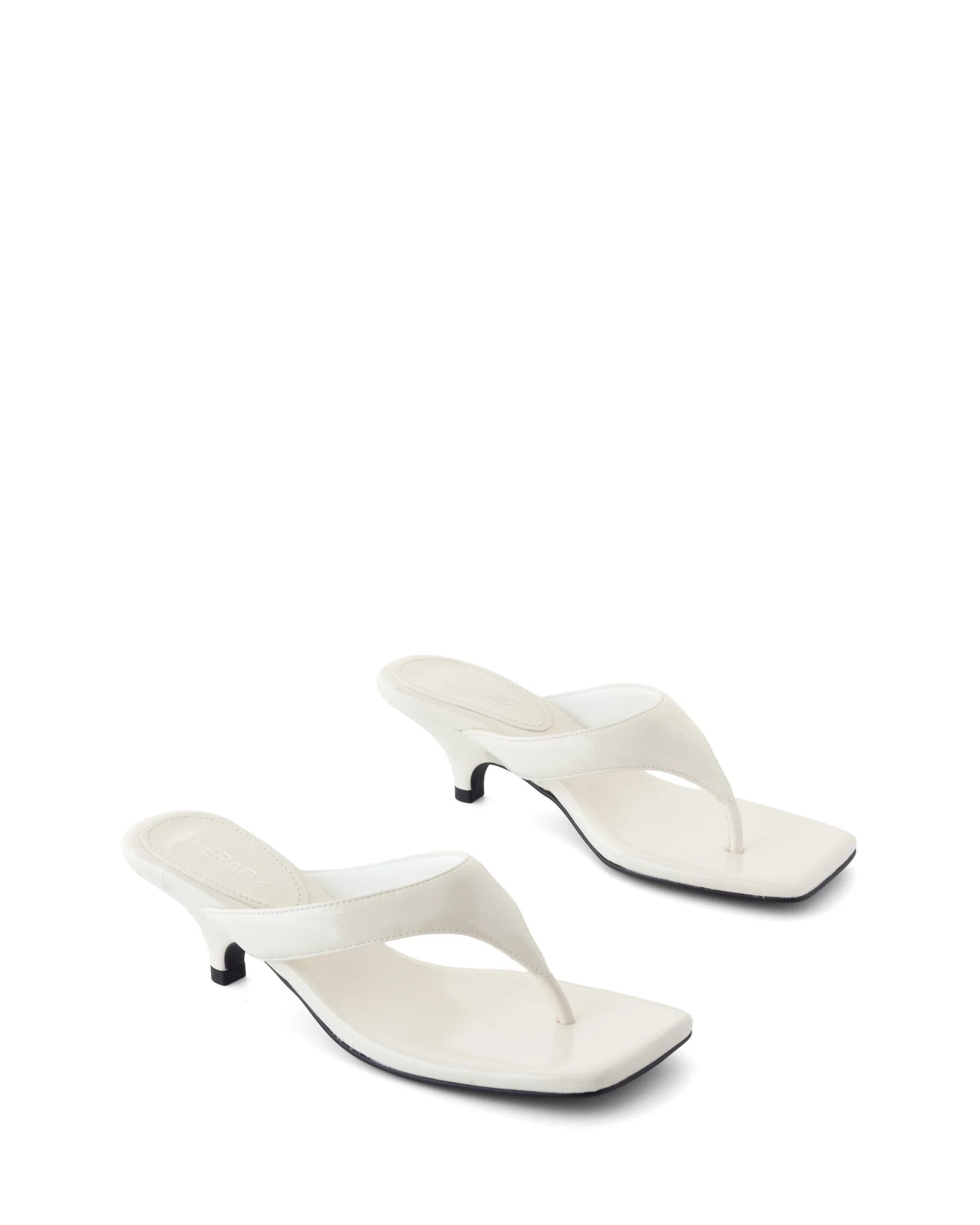 North Thong Heel - Off White Crinkled Patent