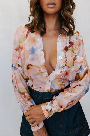 Naomie Shirt - Blush Watercolour Floral