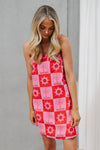Una Dress - Pink/Red Palm Print