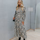 Noelle Dress - Cream/Black Geometric