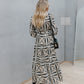 Noelle Dress - Cream/Black Geometric