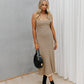 Ozias Dress - Beige/Black Stripe