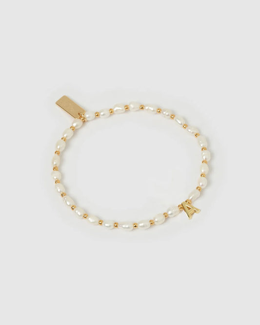 Initial Pearl Bracelet - Gold