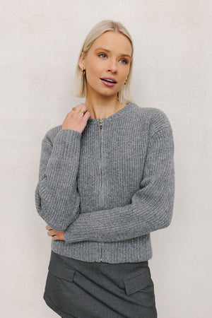 Patty Cardigan - Charcoal Marle