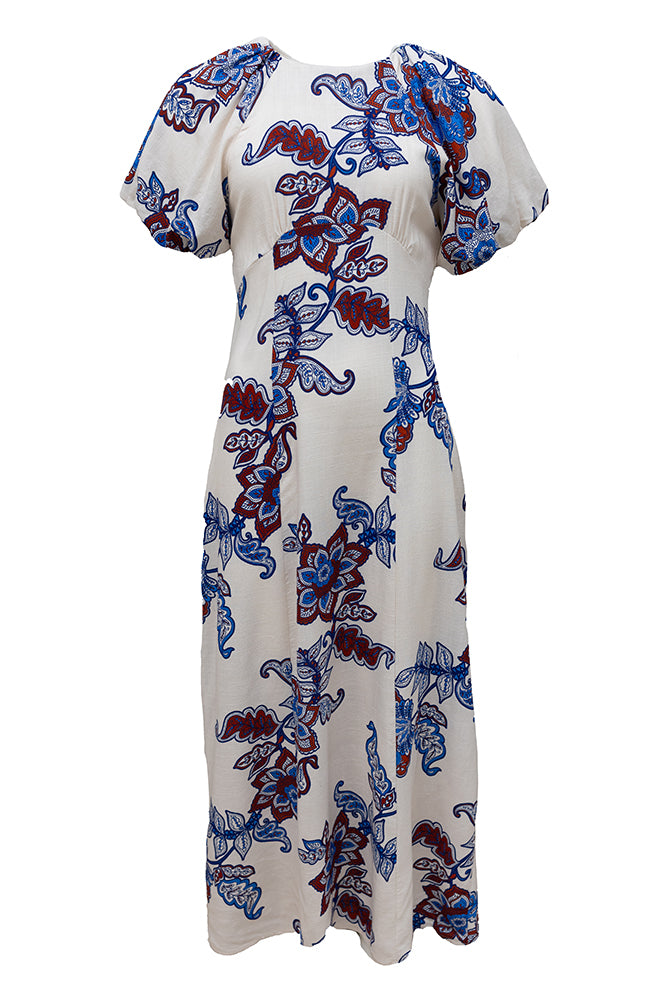 Pelato Dress - Cream/Blue Paisley