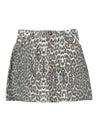 Drew Mini Skirt - Light Leopard Print Denim