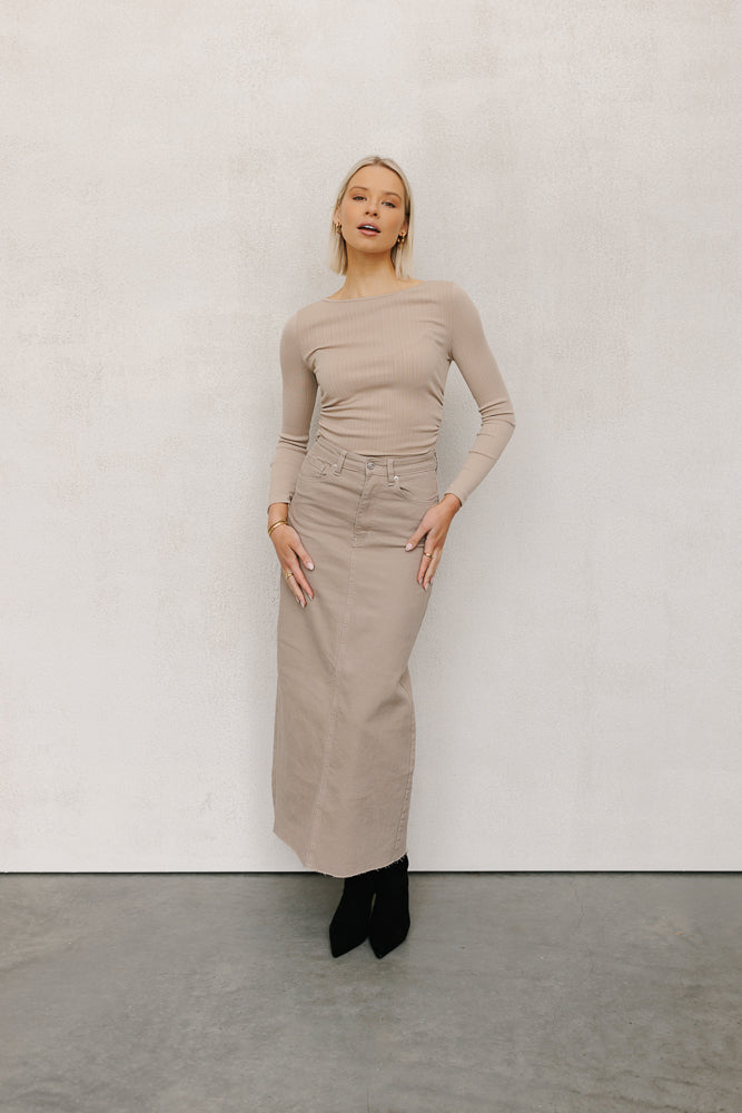 Pierce Skirt Mocha Denim