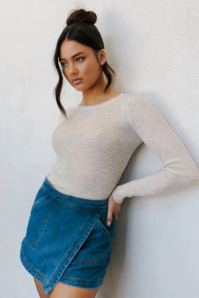 Pita Longsleeve Top - Beige Marle