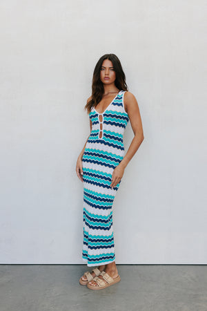 Portside Dress - Ocean Stripe