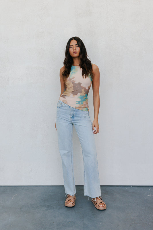 Daycie Top - Beige/Teal Mist Mesh