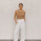 Ullie Top - Taupe/White