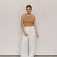 Ullie Top - Taupe/White