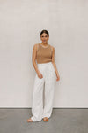 Ullie Top - Taupe/White