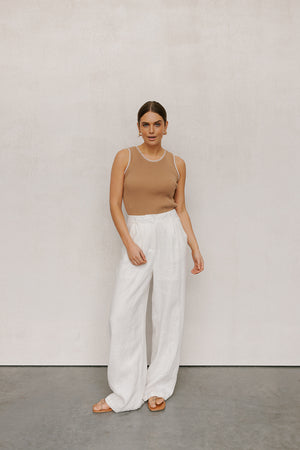 Ullie Top - Taupe/White
