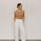 Ullie Top - Taupe/White