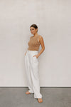 Ullie Top - Taupe/White